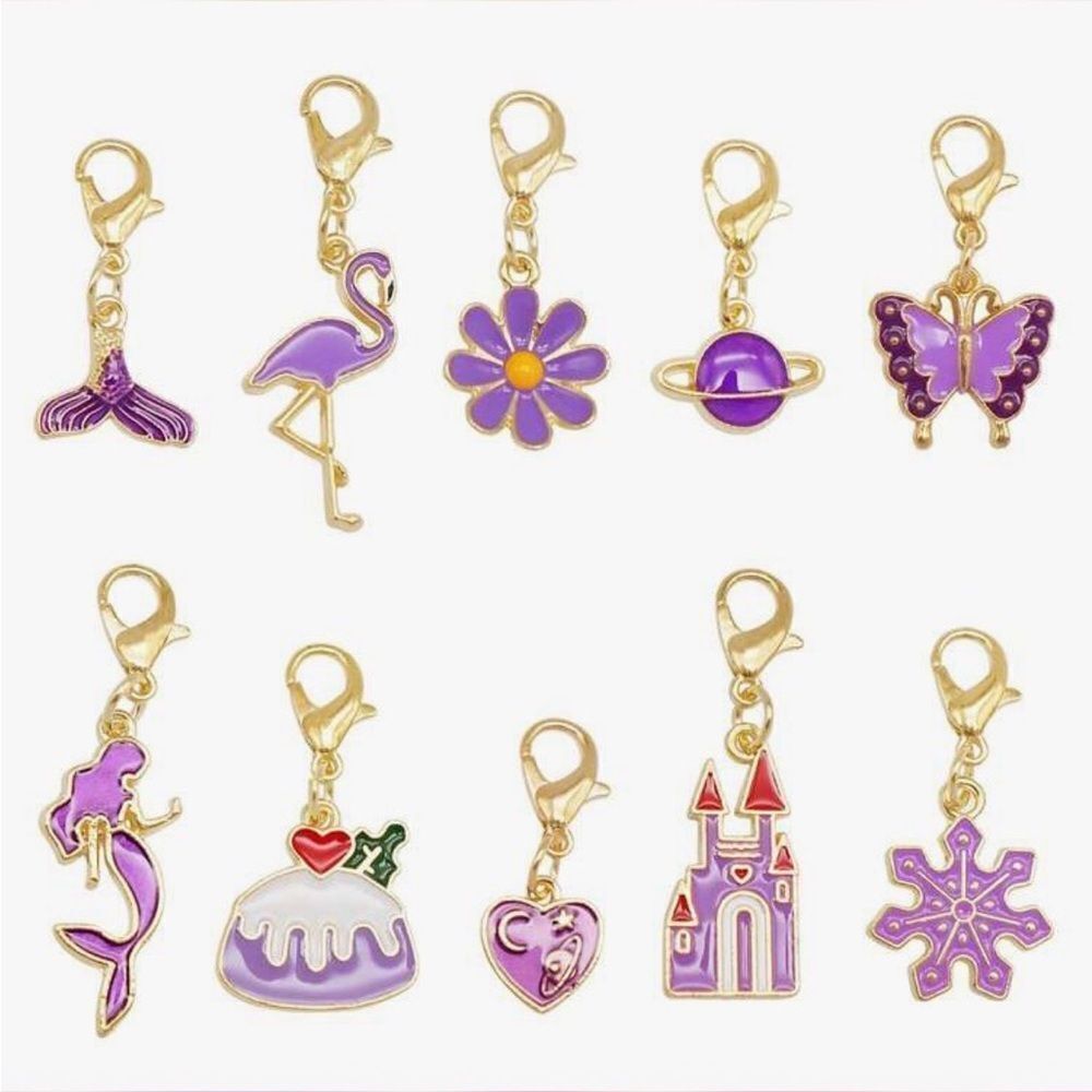 Purple and Gold Enamel Charm Set S1125